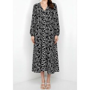 STINE GOYA Leila Snake Print Midi Dress, Black/White, Small